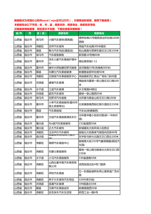 2020新版山西省临汾市汽车装潢工商企业公司商家名录名单联系电话号码地址大全466家