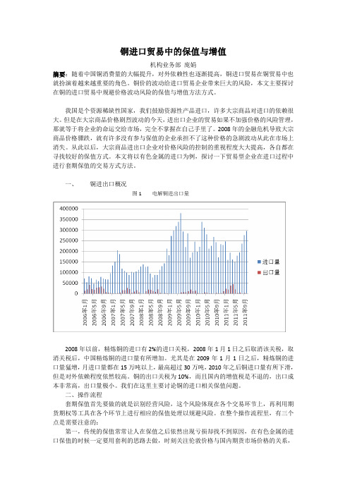 铜进口贸易中的保值与增值