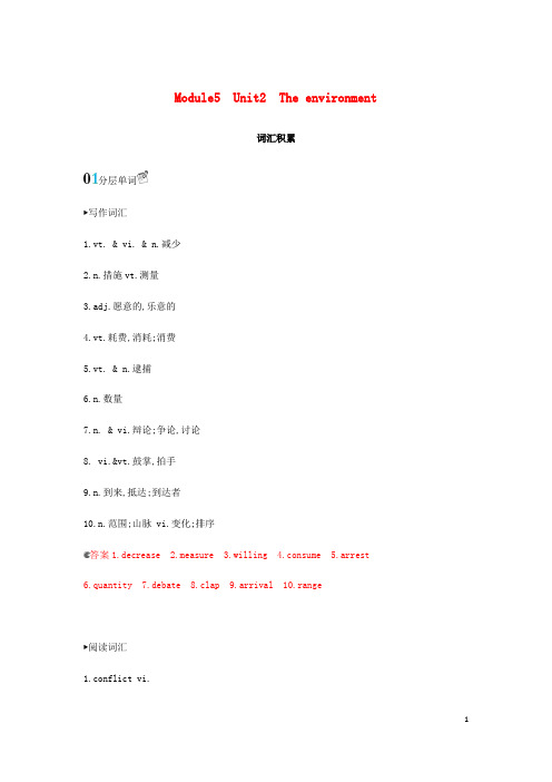 (新课标)2020版高考英语一轮复习Module5Unit2Theenvironment词汇积累牛津译林版