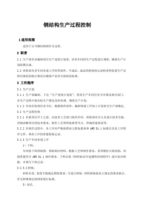 钢结构制作过程控制程序