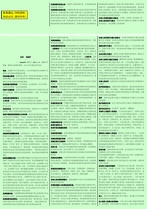 2016年最新版民法学 自考复习资料 复习资料版 已整理