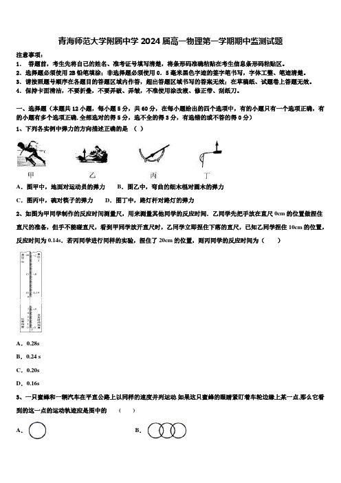 青海师范大学附属中学2024届高一物理第一学期期中监测试题含解析