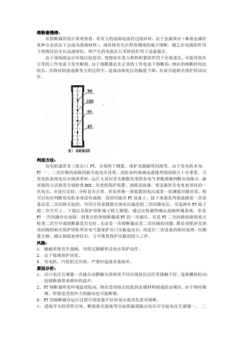 发电机出口pt一次保险熔断专题分析