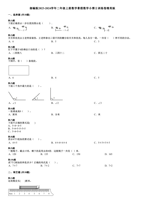 部编版2023-2024学年二年级上册数学暑假数学小博士训练卷精英版