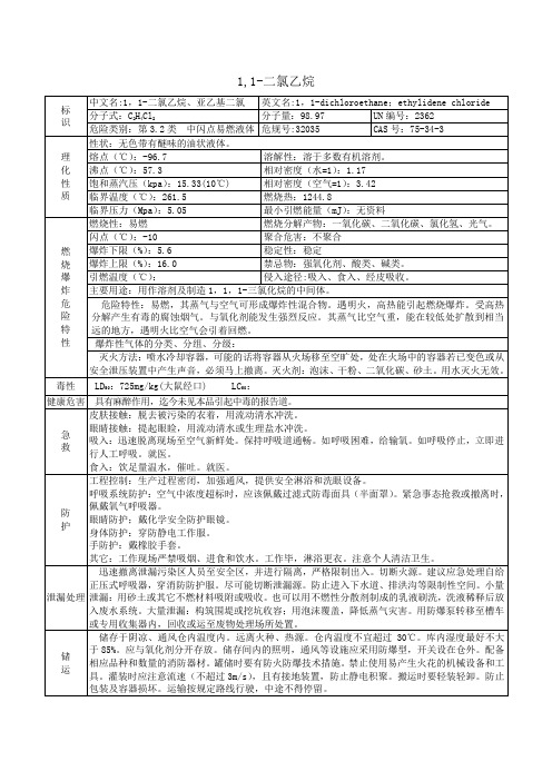 1,1-二氯乙烷MSDS