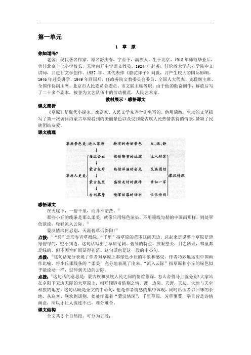 小学语文五年级下册基础讲解-草原