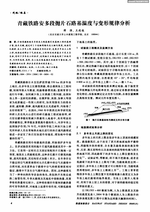 青藏铁路安多段抛片石路基温度与变形规律分析