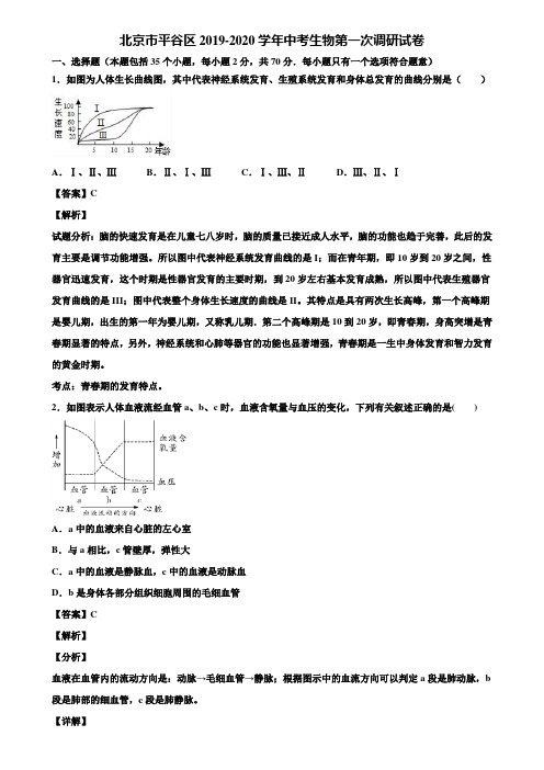 北京市平谷区2019-2020学年中考生物第一次调研试卷含解析