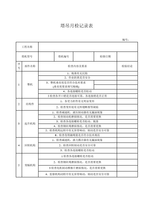 塔吊月检记录