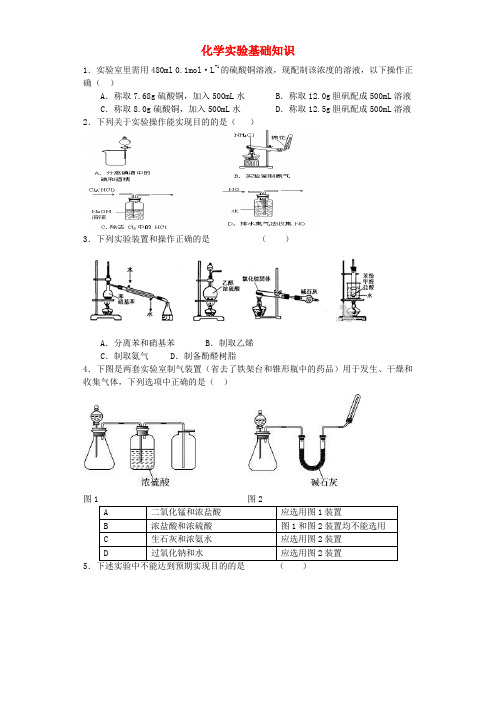 河南省光山二高高考化学复习化学实验基础知识考点突破精选题