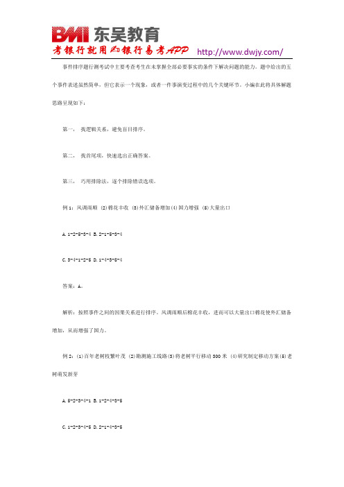 2019银行招聘考试重点笔记分享——事件排序题解题方法