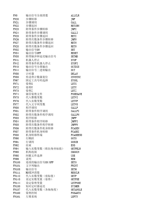 OTC机器人FN命令大全