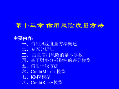 风险分析 第十三章 信用风险测量