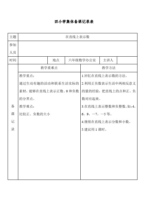 六数下第一次集体备课记录表