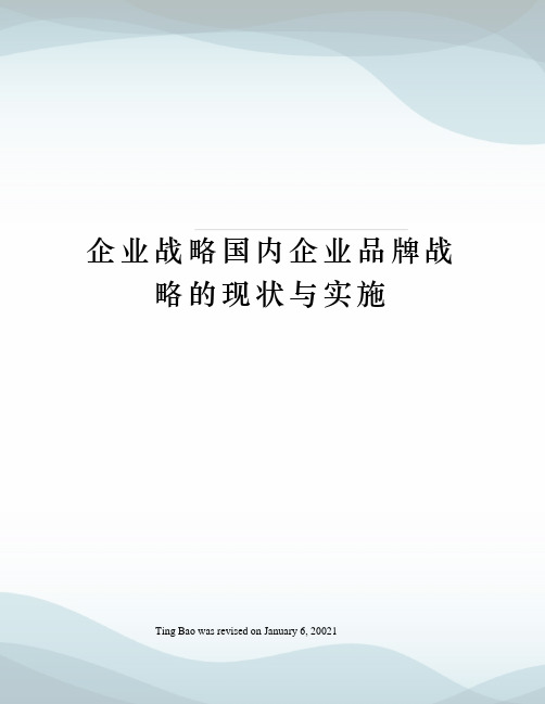 企业战略国内企业品牌战略的现状与实施