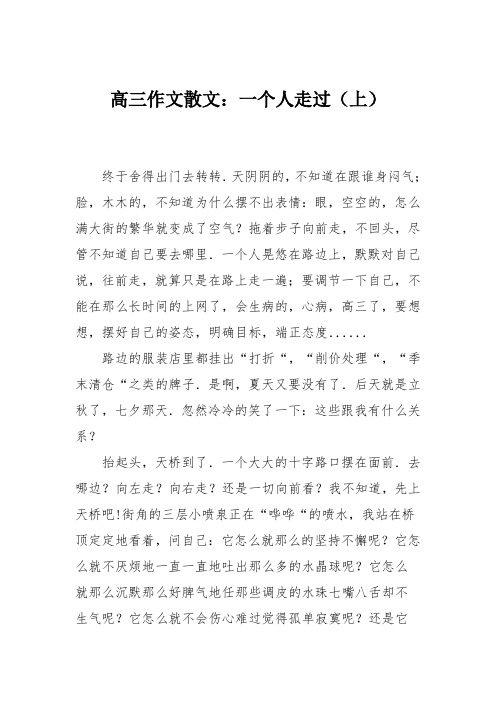 高三作文散文:一个人走过(上)