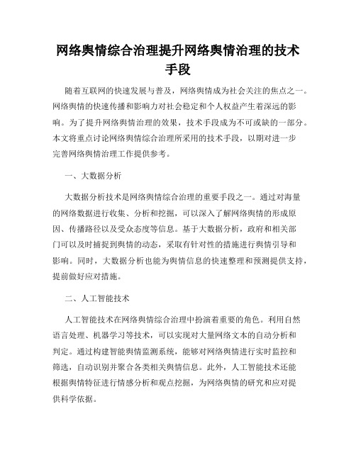 网络舆情综合治理提升网络舆情治理的技术手段