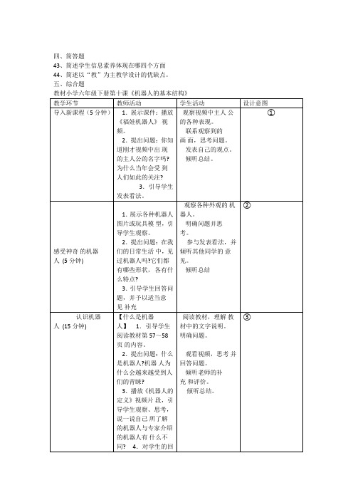 福建省教师招聘考试小学信息2017课程与教学论部分真题