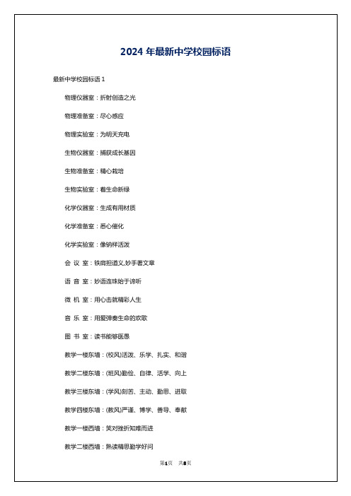 2024年最新中学校园标语