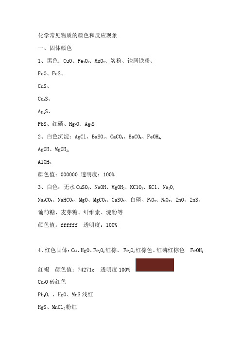 化学常见物质的颜色及反应现象