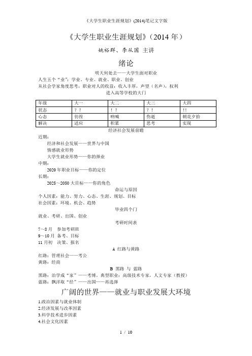 《大学生职业生涯规划》()笔记文字版