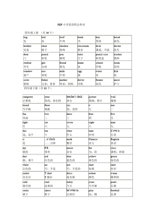 小学英语四会单词