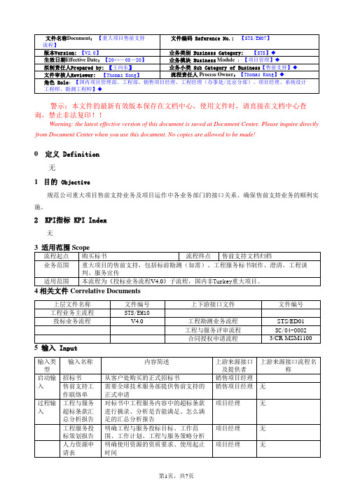 重大项目售前支持流程V20——华为工程管理相关流程(内部资料)资料文档