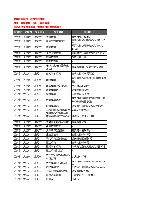 新版辽宁省大连市庄河市玻璃企业公司商家户名录单联系方式地址大全33家