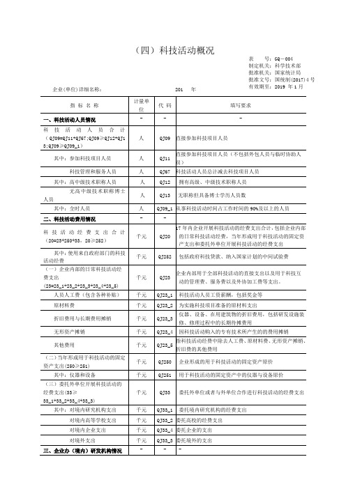 科技活动概况填写样例