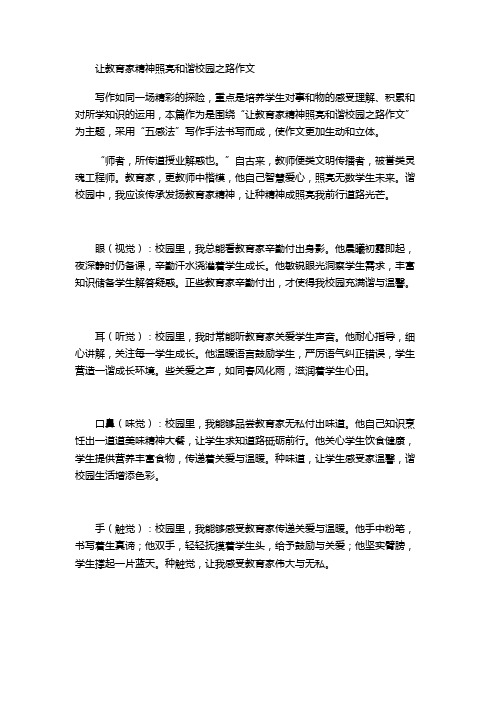 让教育家精神照亮和谐校园之路作文