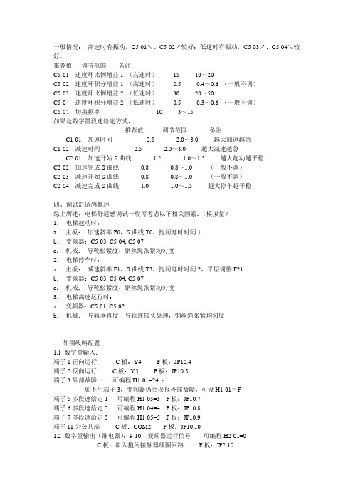 安川变频器电梯舒适感调整的参数