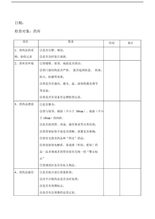 药剂科质量与安全管理考核标准表格.doc