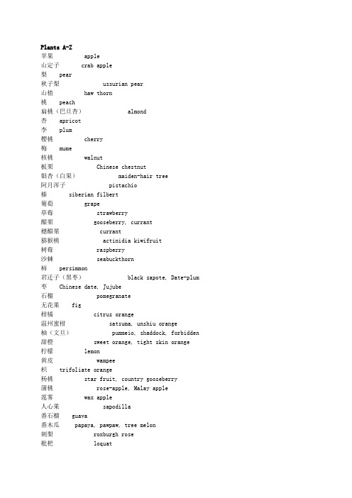 植物名称英译大全