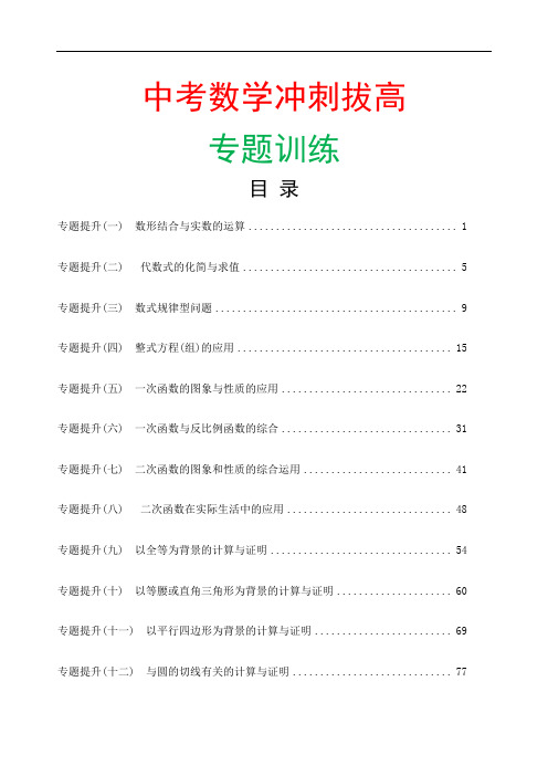 中考初三数学冲刺拔高专题训练含答案