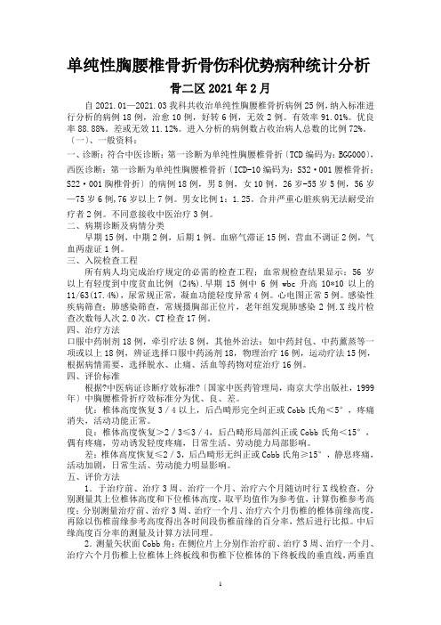 单纯胸腰椎骨折优势病种诊疗方案的实施与总结(1)