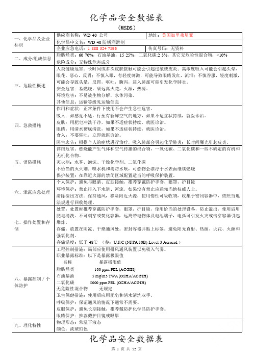 WD-40防锈剂_MSDS