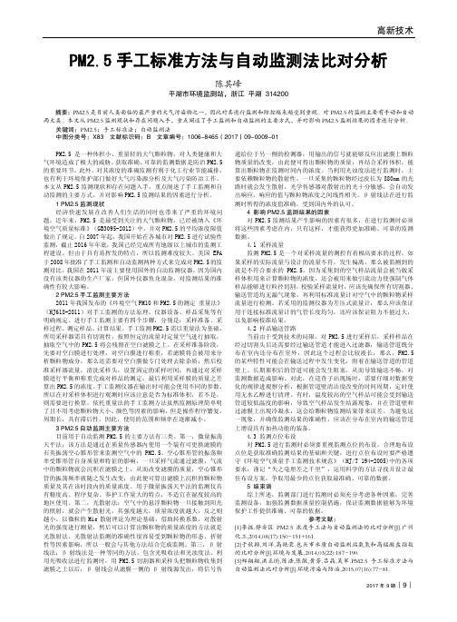 PM2.5手工标准方法与自动监测法比对分析