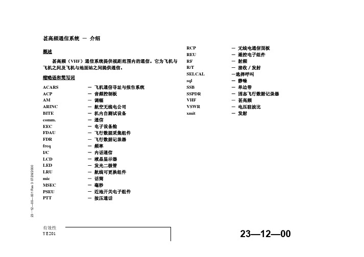 【二类机型培训】23-12-00_甚高频通信系统