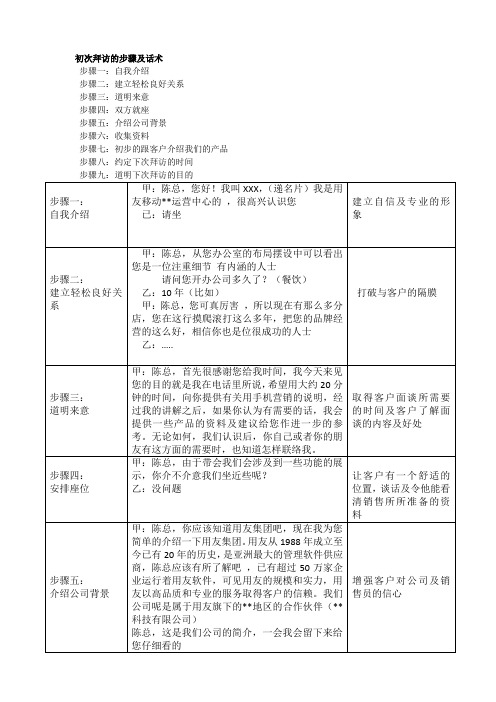 初次拜访的步骤及说辞