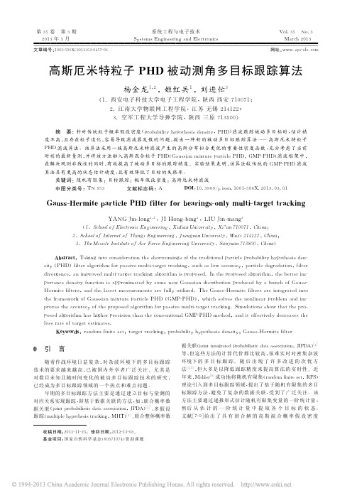 高斯厄米特粒子PHD被动测角多目标跟踪算法_杨金龙