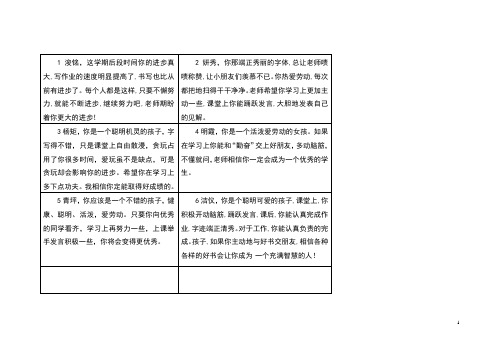 2011年度第一学期一年(1)学生评语