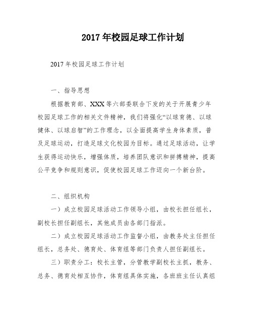 2017年校园足球工作计划