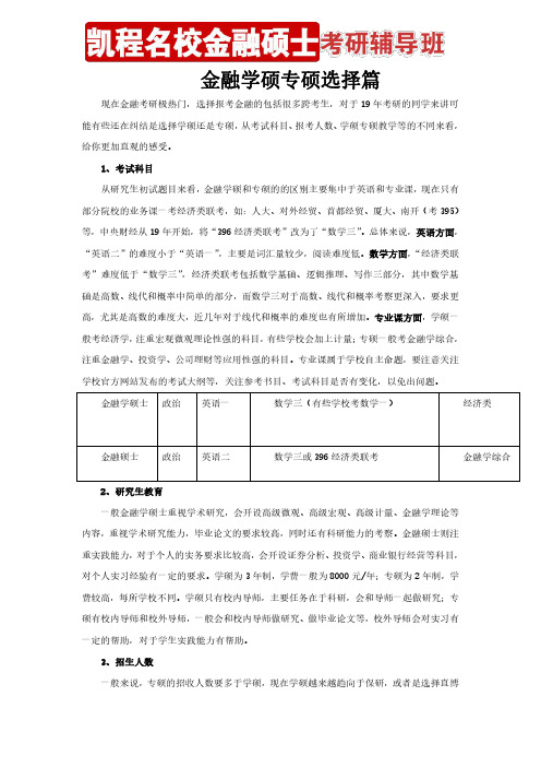 金融学硕专硕选择篇