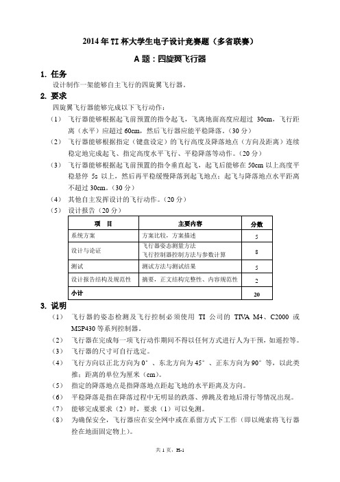 2014年TI杯大学生电子设计竞赛题(8道赛题全)