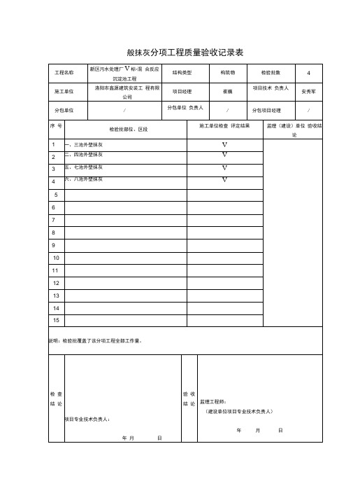 装饰装修分项工程质量验收记录表