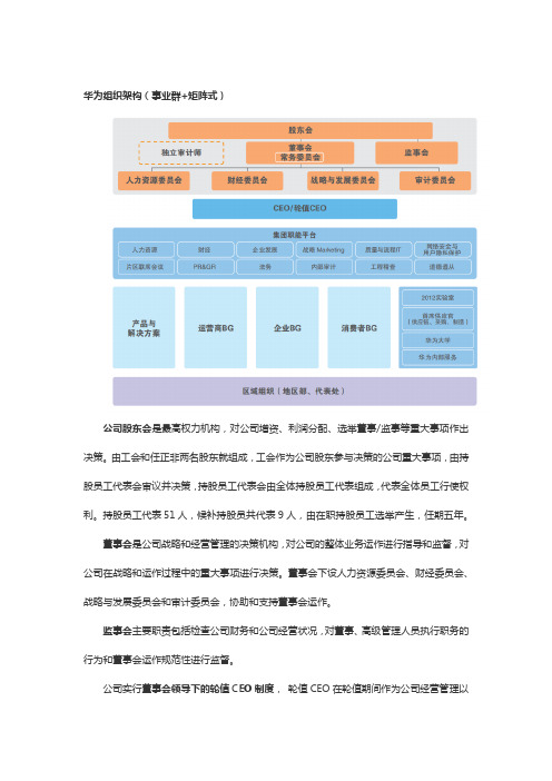 华为等几个公司的组织架构