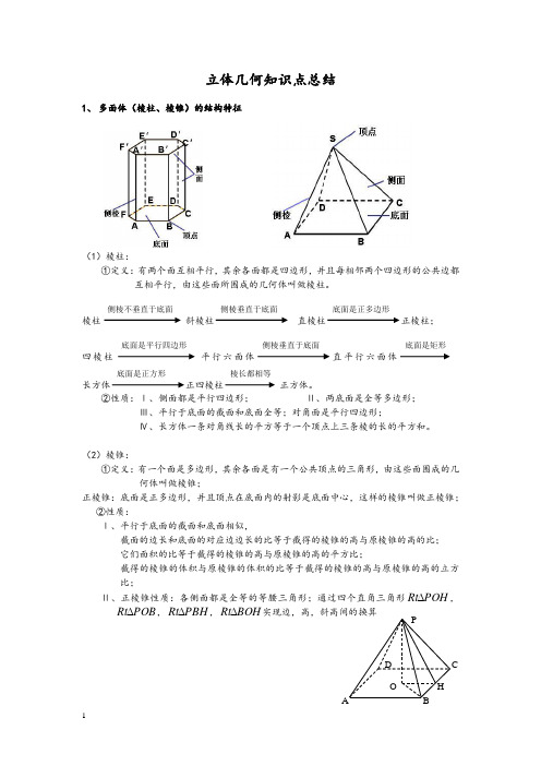 立体几何知识点总结