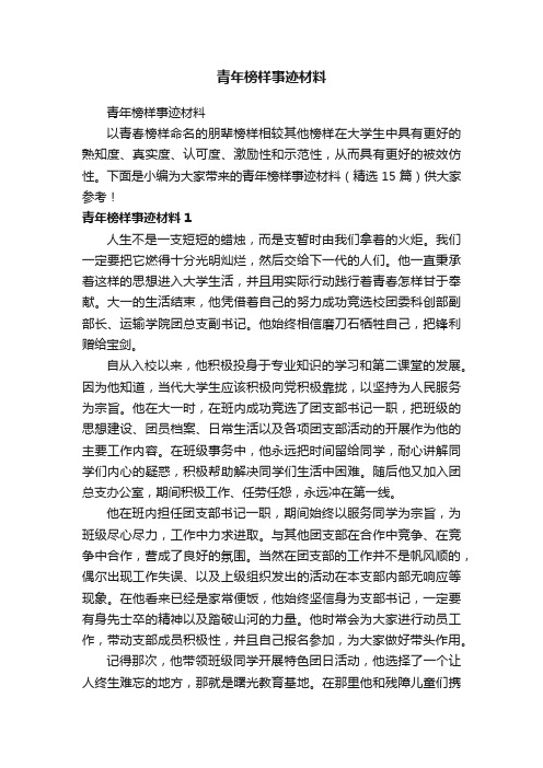 青年榜样事迹材料（精选15篇）