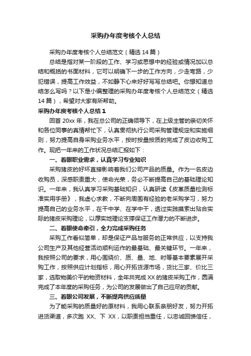 采购办年度考核个人总结范文(精选14篇)