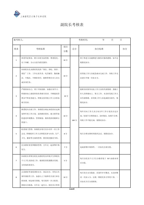 副院长考核表(精选.)